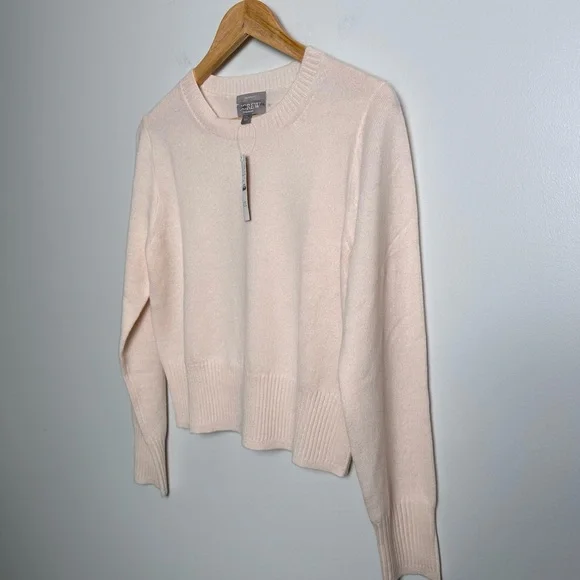 J. Crew Cashmere shrunken crewneck sweater Heather Muslin Beige BG654 NEW MEDIUM - Picture 6 of 9